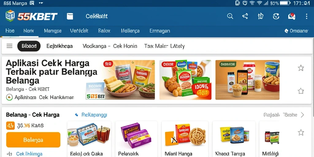Tampilan antarmuka aplikasi Cek Harga 55KBET yang modern dan mudah digunakan.