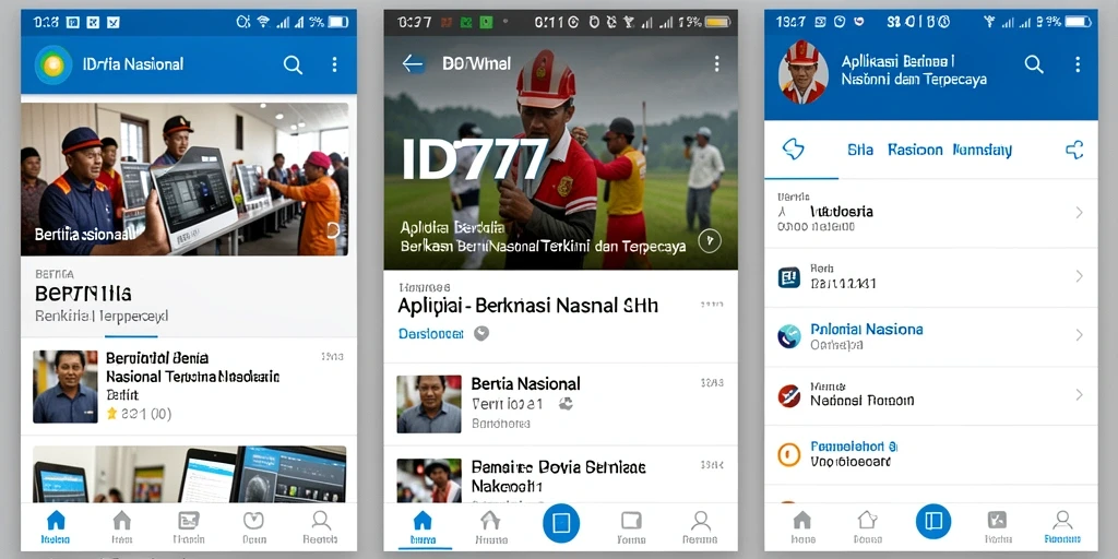 Antarmuka ID777 menampilkan berita nasional terkini dengan desain yang menarik.