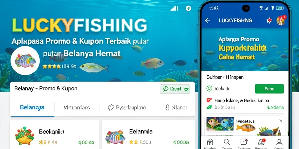 Tampilan antarmuka LUCKYFISHING menampilkan kupon dan promo menarik.