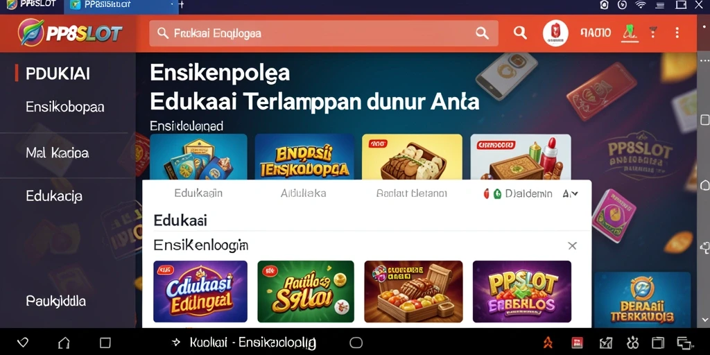 Tampilan antarmuka aplikasi PP8SLOT yang edukatif dan interaktif.